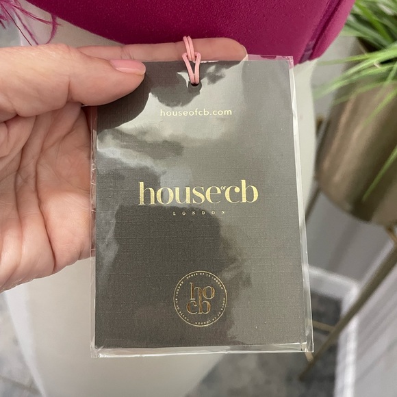 NWT House of CB Fenella Hot Pink Feather Trimmed Bandeau Sz Small $119 - Picture 7 of 9